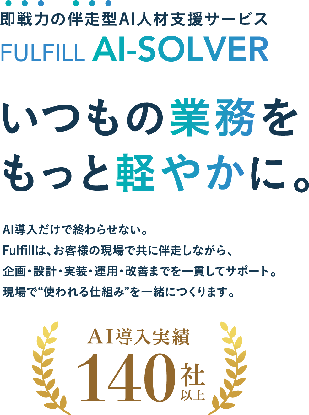 AI導入だけで終わらせない。Fulfillは、お客様の現場で共に伴走しながら、企画・設計・実装・運用・改善までを一貫してサポート。現場で“使われる仕組み”を一緒につくります。