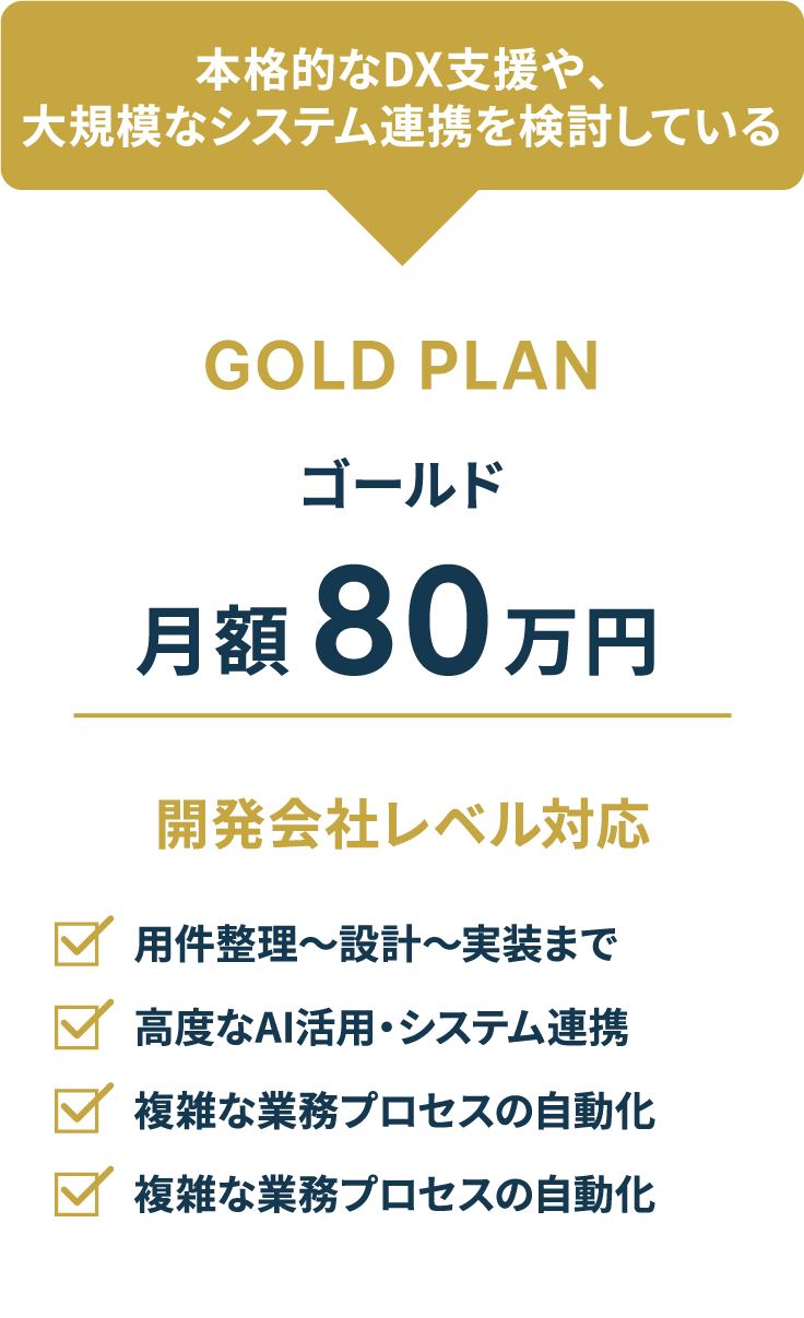 本格的なDX支援や、大規模なシステム連携を検討している